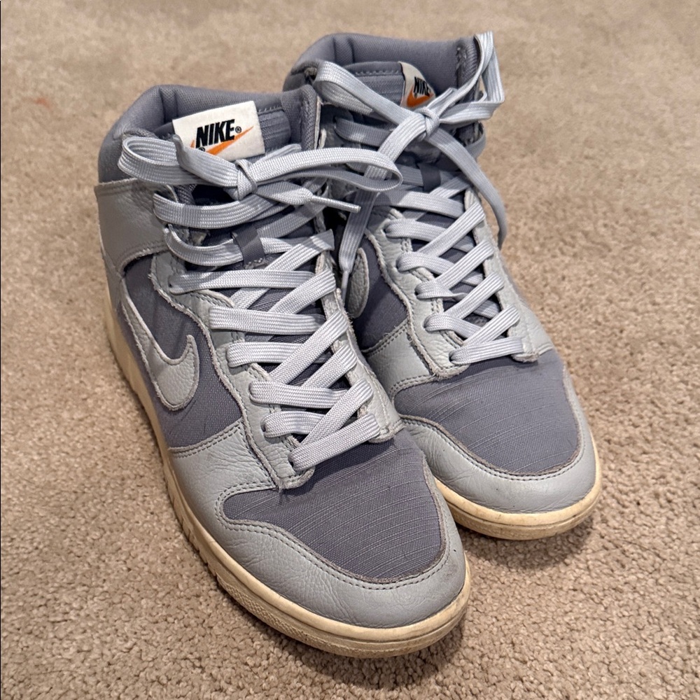 Nike Dunk Hi Retro High-Top Sneakers in Light Gray